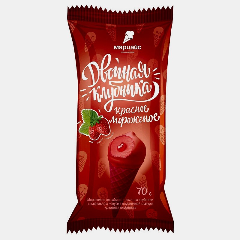 Мороженое Двойная клубника, 70 г