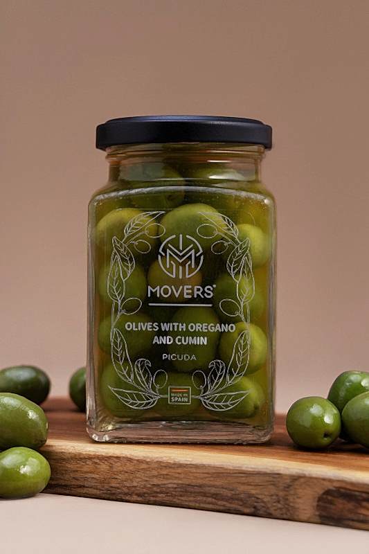 Оливки зеленые с орегано и тмином косточкой Picuda (Movers), 260 мл