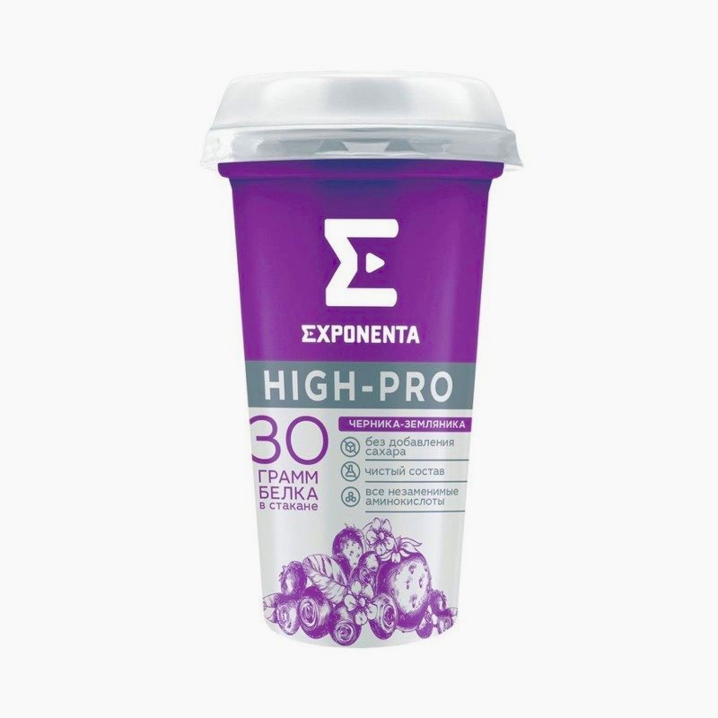 Напиток EXPONENTA HIGH-PRO черника-земляника, 250 гр