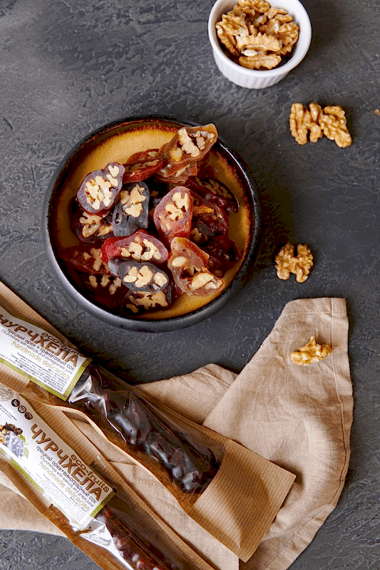 Чурчхела с грецким орехом и виноградным соком, 100 г