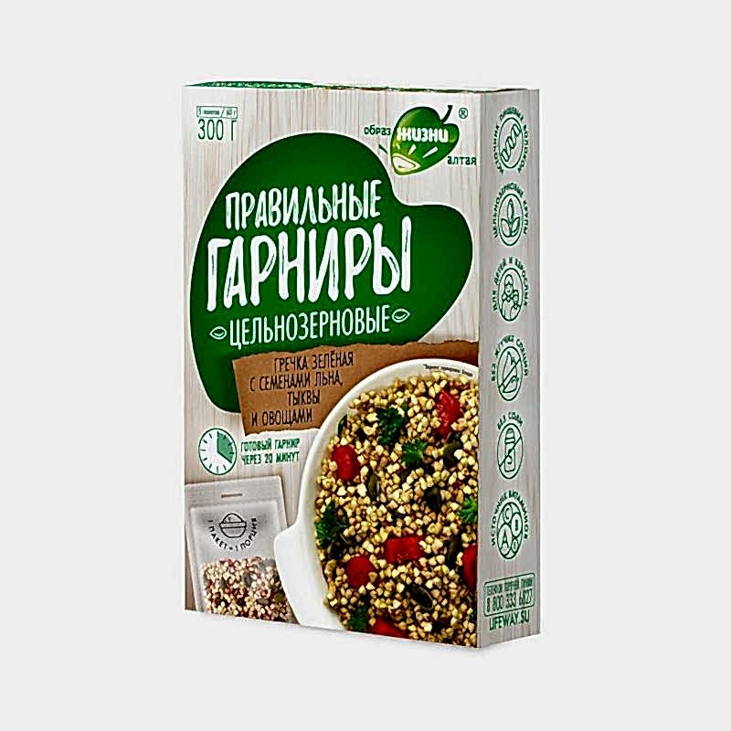 Гречка зеленая с семенами льна, тыквы и овощами, 300 г