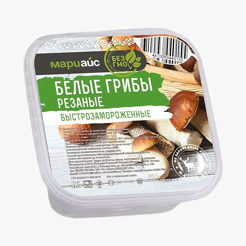 Грибы белые резанные быстрозамороженные , 350 г