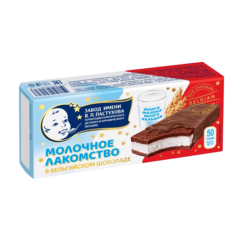 Десерт молочный с шоколадным бисквитом в бельгийском шоколаде, 50 г