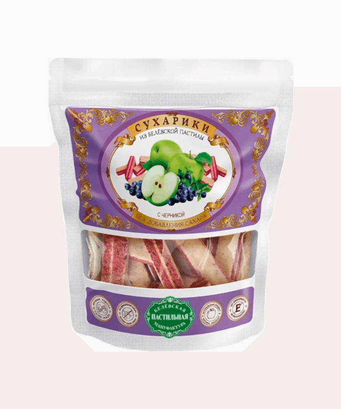 Сухарики из Белевской пастилы с черникой без добавления сахара, 40 г