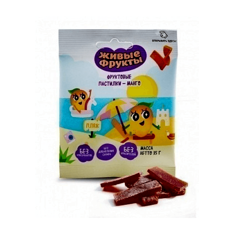 Пастилки фруктовые Живые фрукты манго, 35 г