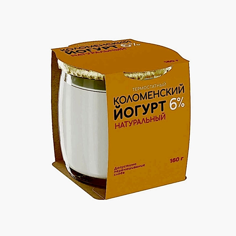 Йогурт термостатный натуральный мдж 6% (Коломенское), 160 г